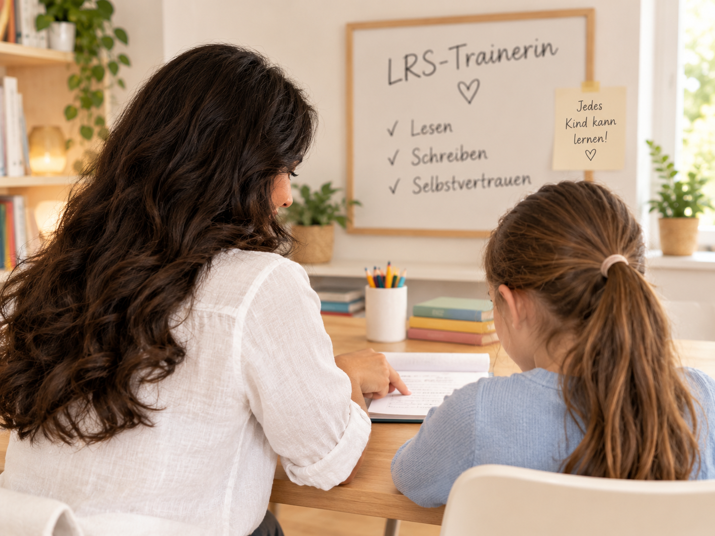 Isabella Lienbacher bei einer LRS-Förderstunde mit einem Mädchen